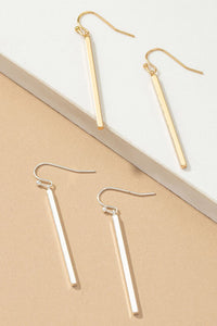 Minimalist match stick drop earrings