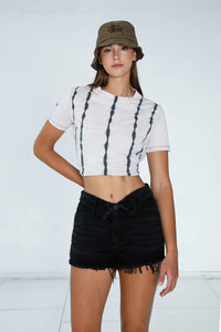 HIGH RISE BLACK RIBBON SHORTS