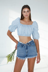 HIGH RISE FRONT RIBBON OPEN SHORTS