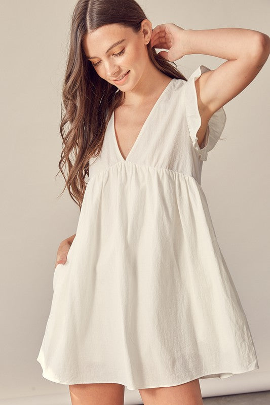 V Neck Babydoll Dress