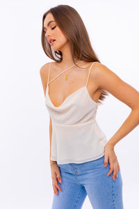 Spaghetti Detail Cowl Neck Cami Top