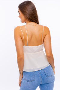 Spaghetti Detail Cowl Neck Cami Top