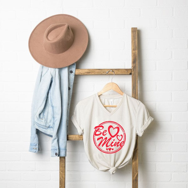 Be Mine Circle Graphic V-Neck Tee