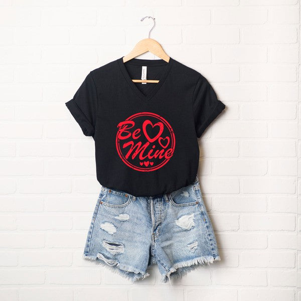 Be Mine Circle Graphic V-Neck Tee