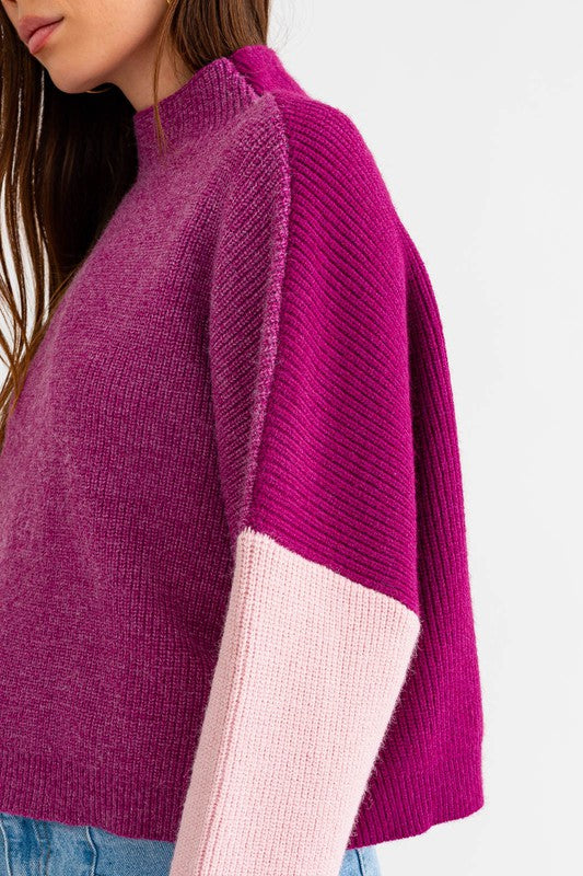 Color block clearance oversized sweater