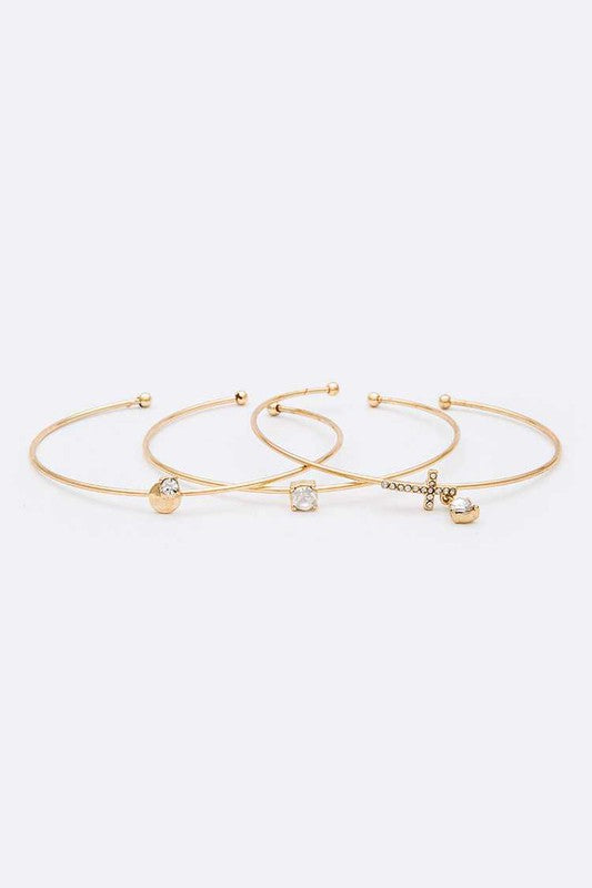 Mix Charms Triple Wired Convertible Bangle Set