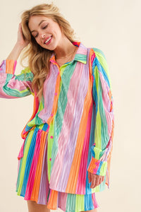 Best seller! Press Pleated Rainbow Shirt with Matching Shorts
