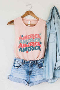 AMERICA USA STARS GRAPHIC MUSCLE TANK