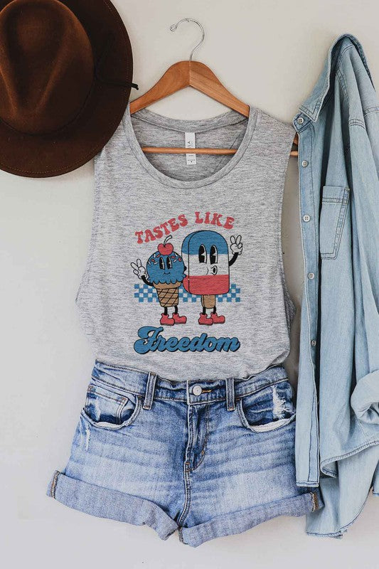 TASTES LIKE FREEDOM GRAPHIC MUSCLE TANK