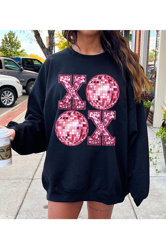XOXO SEQUIN DISCO SWEATSHIRT