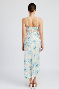 FLORAL SLIP DRESS WTIH LACE DETAIL