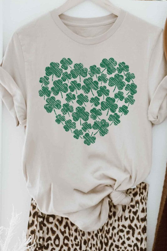 CLOVER HEART ST PATRICKS GRAPHIC TEE