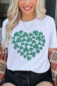 CLOVER HEART ST PATRICKS GRAPHIC TEE