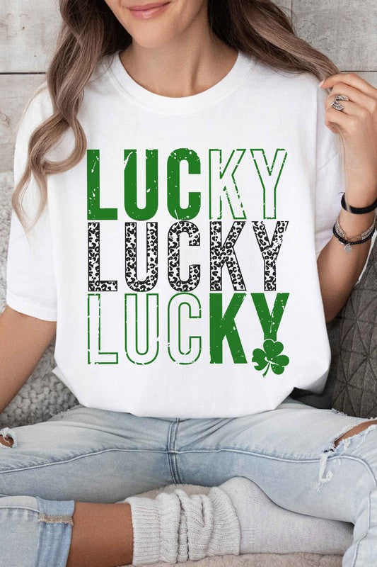 LUCKY ST PATRICKS CLOVER GRAPHIC TEE