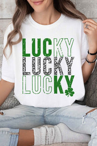 LUCKY ST PATRICKS CLOVER GRAPHIC TEE