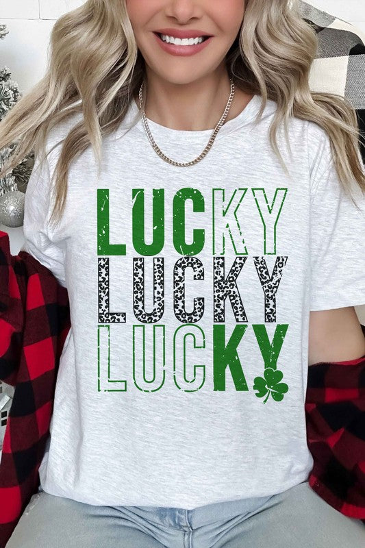 LUCKY ST PATRICKS CLOVER GRAPHIC TEE