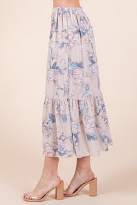 Floral Print Skirt Set with Tie Back Blouse