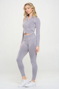 Ribbed Knit Tracksuit Two-Piece Set