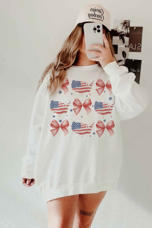 AMERICAN COQUETTE BOW OVERSIZED SWEATSHIRT