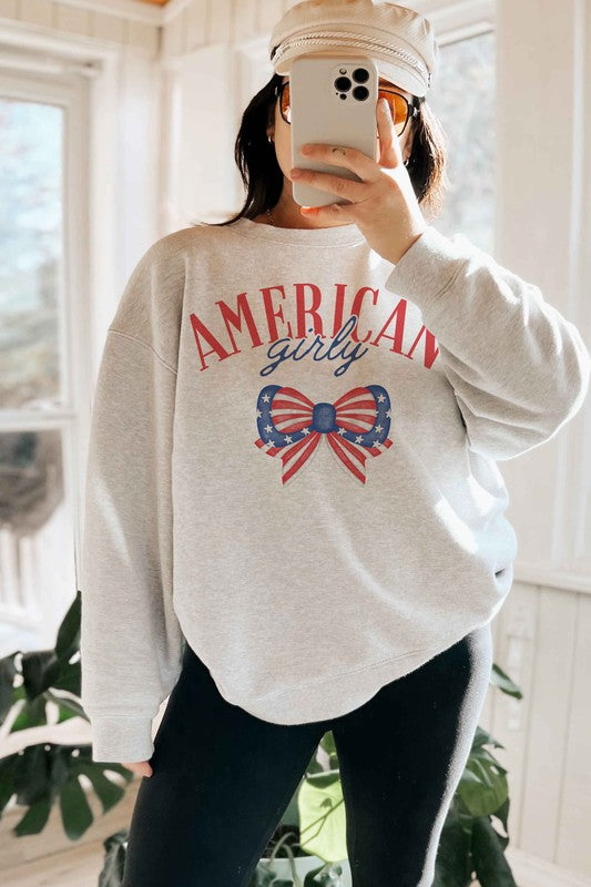 AMERICAN GIRLY BOW OVERSIZED SWEATSHIRT