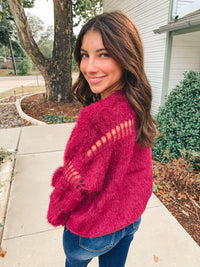 FUZZY DISTRESSED SWEATER TOP