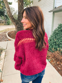 FUZZY DISTRESSED SWEATER TOP