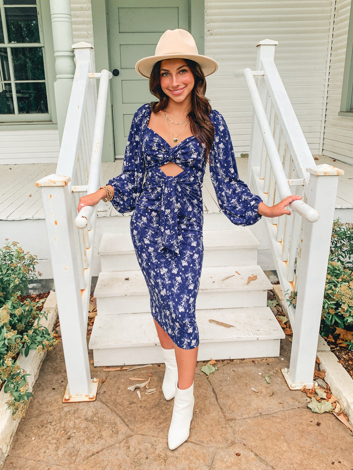 Navy Cut Out Long Sleeve Maxi Dress