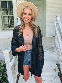 Black Knit Netted Cardigan
