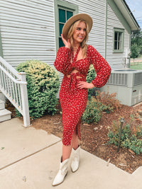 Printed stretch knit halter midi dress