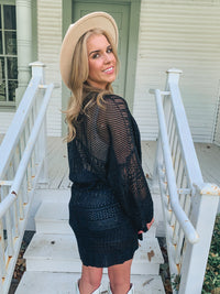 Black Knit Netted Cardigan