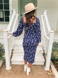 Navy Cut Out Long Sleeve Maxi Dress