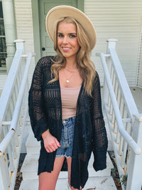 Black Knit Netted Cardigan