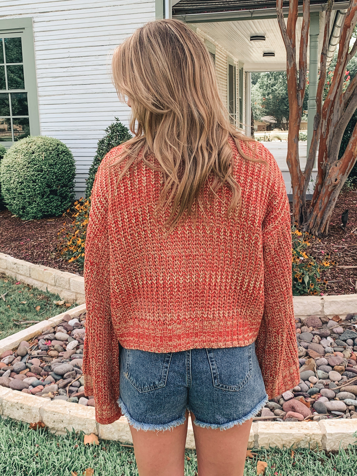 LONG BELL SLEEVE BUTTON UP SWEATER