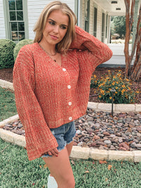 LONG BELL SLEEVE BUTTON UP SWEATER