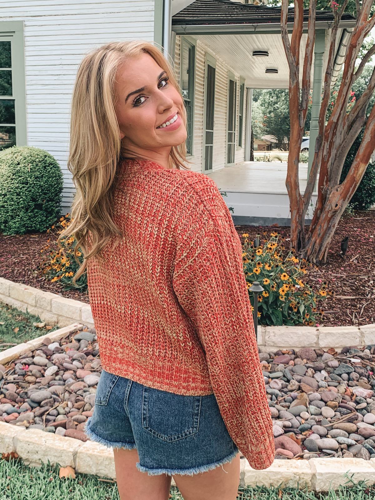 LONG BELL SLEEVE BUTTON UP SWEATER