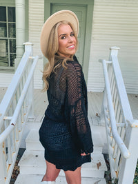 Black Knit Netted Cardigan