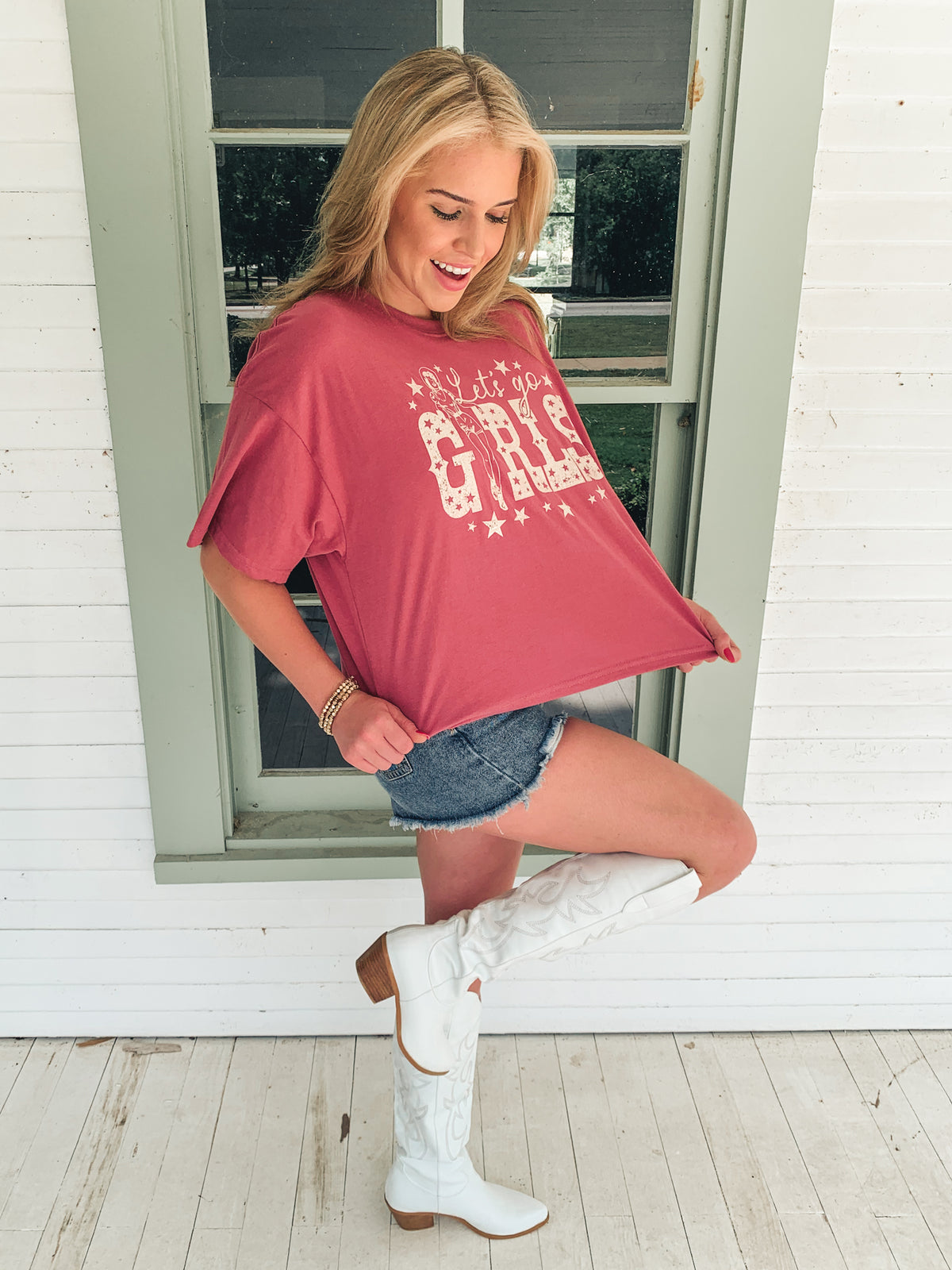 Let's Go Girls Graphic Tee (Long Crop Top)
