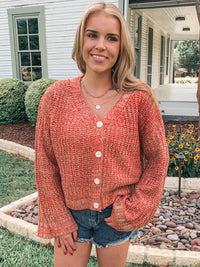 LONG BELL SLEEVE BUTTON UP SWEATER