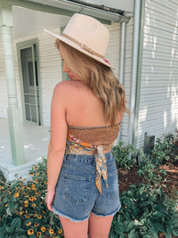 MULTI GRAPHICS PRINT SATIN BANDANA TUBE TOP