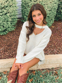 CUT OUT NECK LOOSE FIT SWEATER