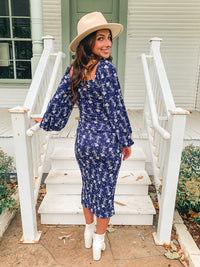 Navy Cut Out Long Sleeve Maxi Dress