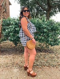 BLACK BABYDOLL RUFFLE TOP AND BOTTOM SET