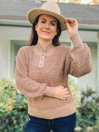 Coco Button Front Teddy Pull Over