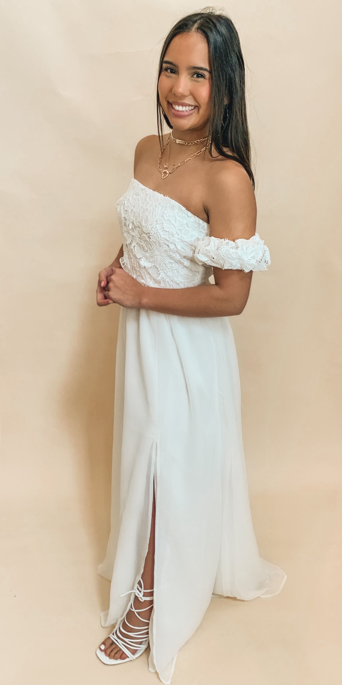 Off-shoulder maxi dress