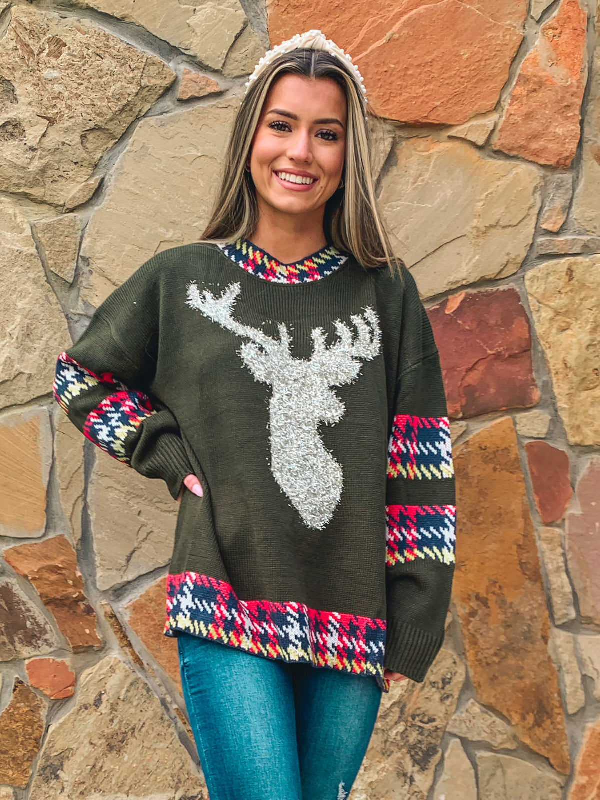 Green Christmas Reindeer Sweater