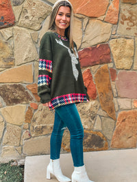 Green Christmas Reindeer Sweater