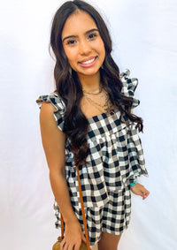 BLACK BABYDOLL RUFFLE TOP AND BOTTOM SET