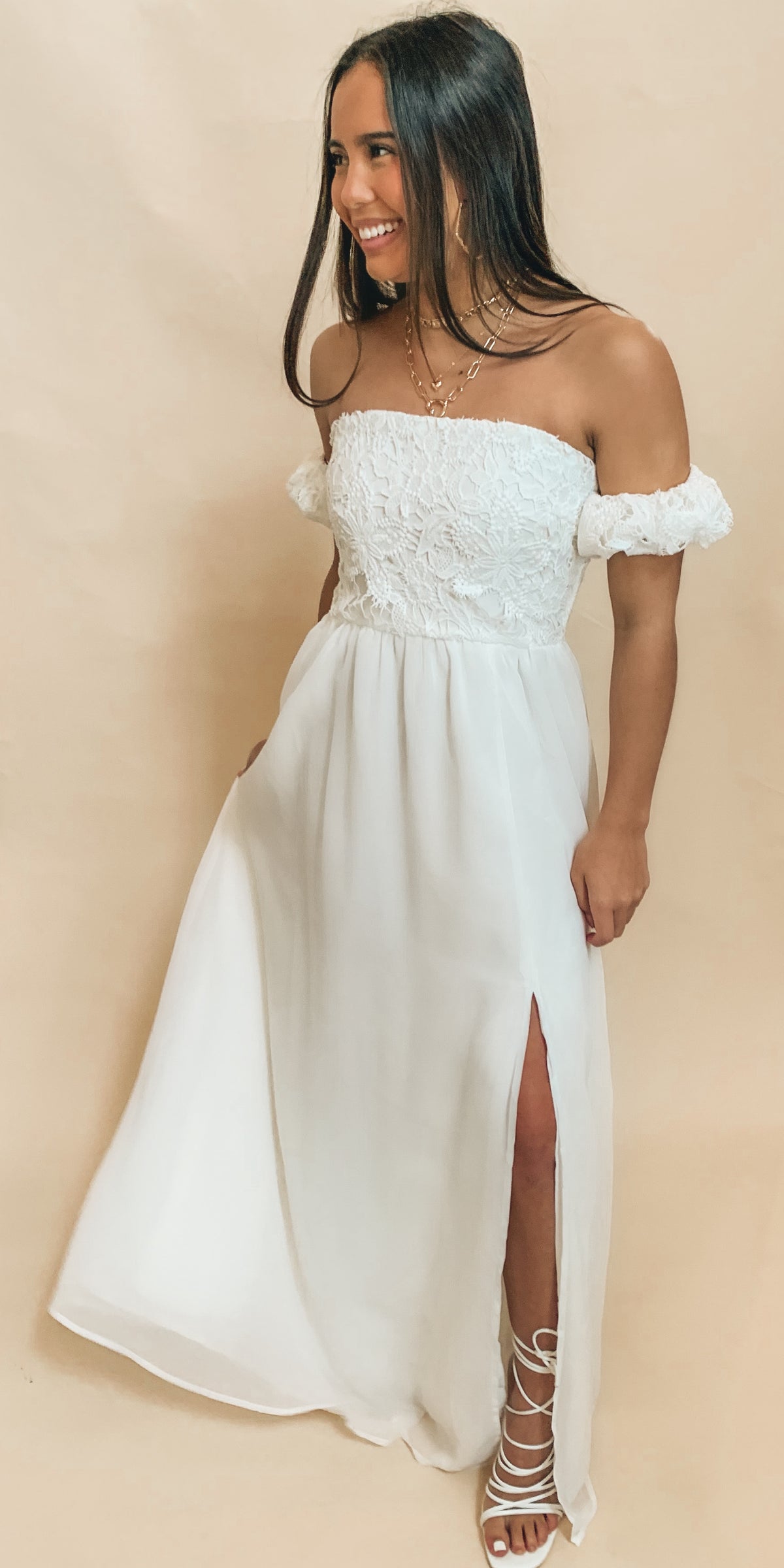 Off-shoulder maxi dress