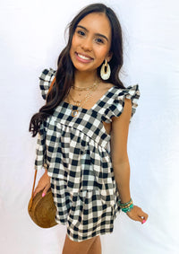 BLACK BABYDOLL RUFFLE TOP AND BOTTOM SET