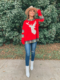Red Christmas Reindeer Sweater